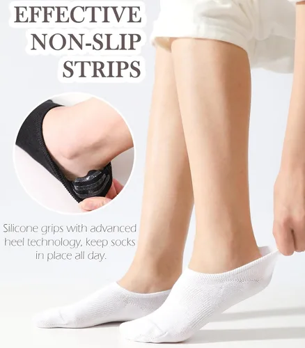 Vista 4 de Breslatte Calcetines invisibles para mujer y hombre, antideslizantes, atléticos, no se transparentan, cortos, invisibles, de corte bajo para mujer