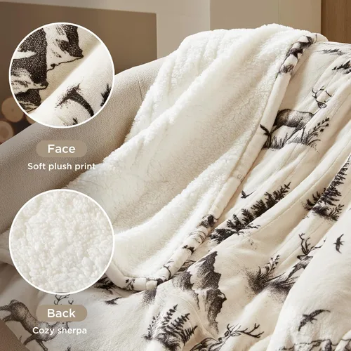 Vista 3 de Woolrich - Manta eléctrica de felpa Sherpa de 50 x 60 pulgadas, térmica Ciervo