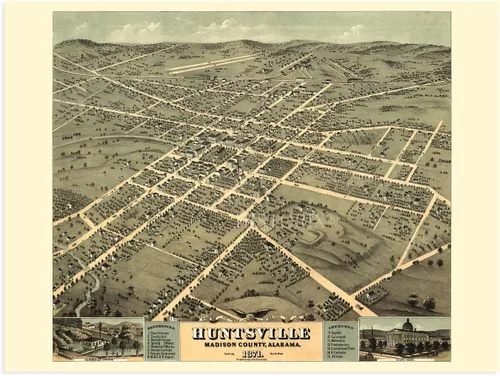 Vista 7 de HISTORIX Vintage 1871 Huntsville Alabama Map – 18 x 24 pulgadas Old Huntsville AL Map Wall Art – Póster de mapa histórico del condado de Huntsville