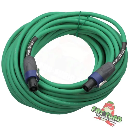Vista 2 de Fat Toad Cable Speakon a Speakon de 50 pies (Serie Twist-LockPRO) – Cable verde de 12 AWG con conector para equipo de estudio, DJ y escenario