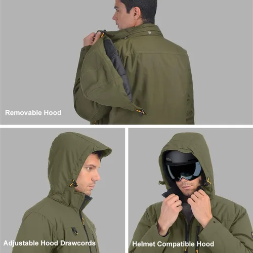 Vista 4 de Men's Ski Jacket Down Insulated Waterproof Winter Jacket Windproof Snowboard Snow Coat