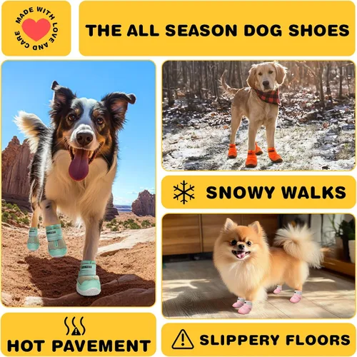 Vista 4 de Hcpet - Zapatos para perros, para perros grandes, botines transpirables para perros pequeños y medianos, botas antideslizantes para perros