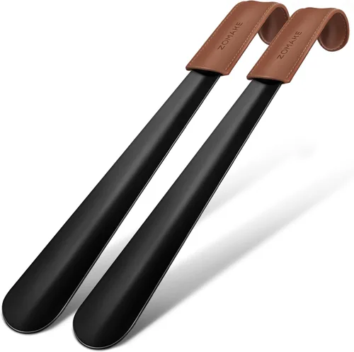 Vista 11 de ZOMAKE - Calzador largo de metal con mango largo para hombres y mujeres Mango A-negro/marrón