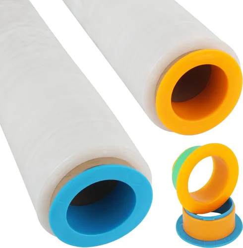 Vista 7 de OVOV 10 pares de dispensadores de envoltura elástica, mango retráctil, soporte de película elástica para mudanzas, protector de manos de plástico