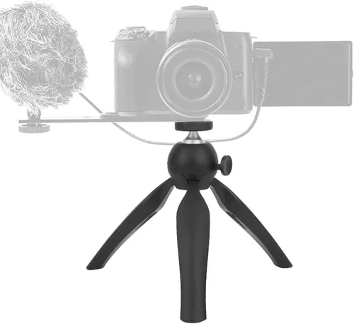 Vista 5 de Mini trípode, 14.5cm/5.7in Altura de trabajo Mesa Pequeño Teléfono Trípode Montaje en Trípode Cámara Web Soporte Live Steming Trípode, Negro