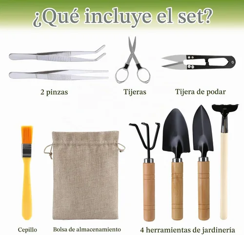 Vista 2 de LIHAO Juego de herramientas básicas para bonsái, kit de árbol bonsái, mini herramientas de jardín