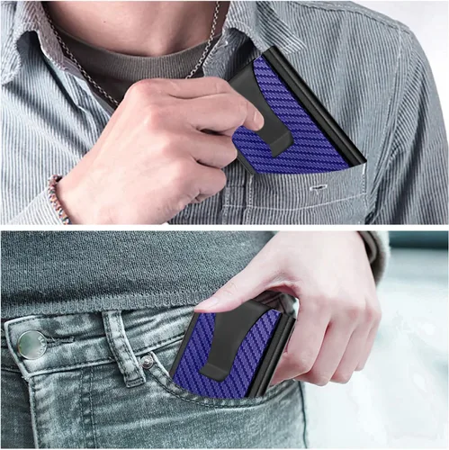 Vista 5 de Tarjetero, tarjetero para hombre, bolsillo frontal, minimalista, antirrobo RFID, carteras delgadas para hombres