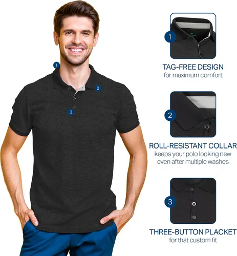 Vista 2 de Mio Marino - Polos de golf para hombre, ajuste seco, tela transpirable ultrafina