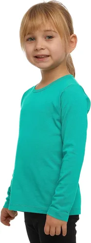Vista 2 de Camisas básicas de manga larga para niñas, de algodón turco, cuello redondo, ropa de moda