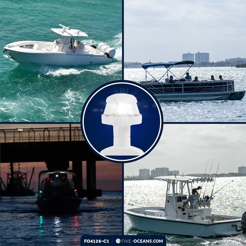 Vista 7 de Five Oceans Kit de luces LED de anclaje y navegación bicolor para barcos 12V DC, USCG Reglas 2NM, para pontón, barcos de pesca, botes de bajo