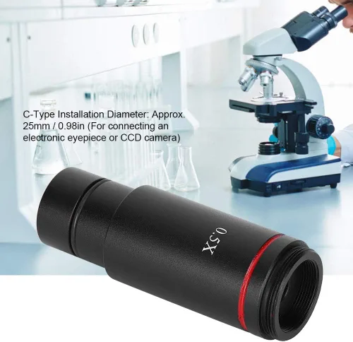 Vista 4 de Oumefar Microscopio Ocular 0.5X C Montaje Microscopio Lente de cámara 0.984 in para ocular electrónico CCD Cámara Industria HDMI Microscopio Cámara
