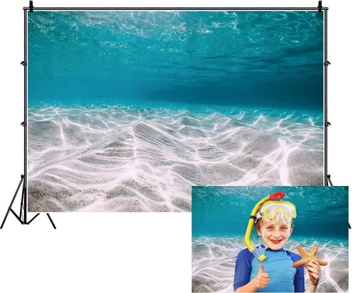Vista 9 de Renaiss Fondo de 5 x 3 pies bajo el mar, mundo submarino, océano profundo, peces tropicales, arrecifes de coral, luz del sol, fondos marinos