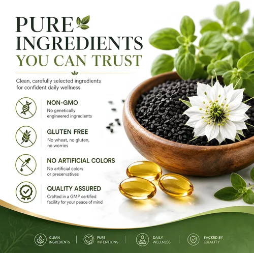 Vista 3 de Aceite de orégano con cápsulas blandas de aceite de semilla negra, 6000 mg de aceite de orégano y 1000 mg de aceite de semilla de comino negro, alto