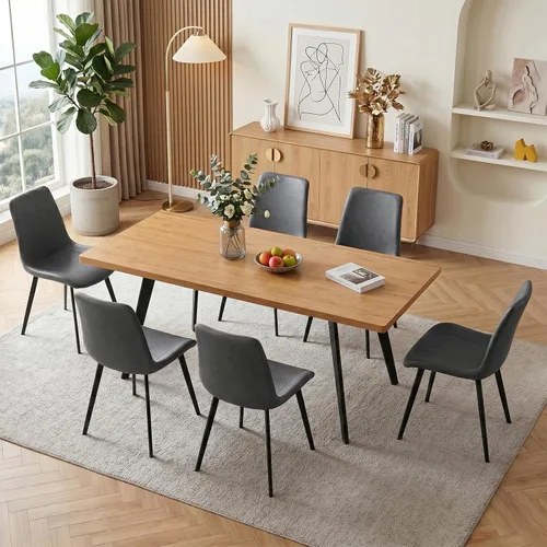 Vista 27 de Zerifevni 47.2"- 62.9" Extendable Dining Table Set of 5 Kitchen Table with 4 Dining Chairs, Modern Gray Wood Grain, Waterproof Scratchproof for