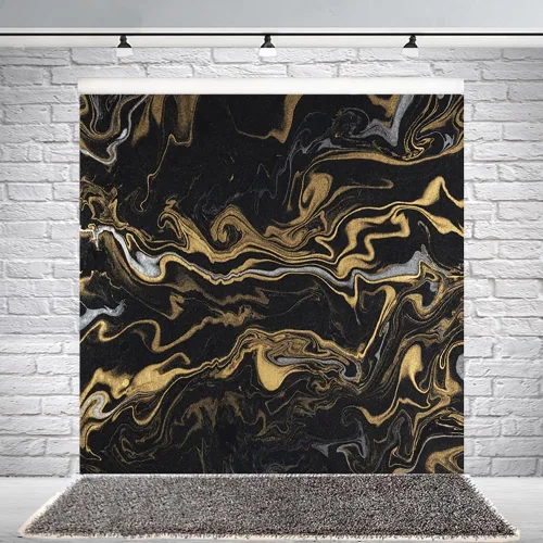 Vista 18 de Telón de fondo de fotografía con textura de mármol negro dorado de 5 x 4 pies, arte abstracto, fondo de fondo dorado de arena movediza líquida