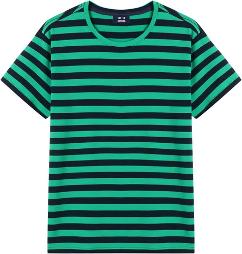 Vista 6 de LittleSpring Camisetas de manga corta con cuello redondo y rayas de algodón para Negro y rojo