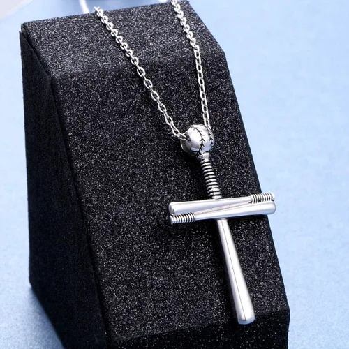 Vista 5 de Mens S925 Sterling Silver Large Cross Pendant Necklace 24 Inches Silver Chain