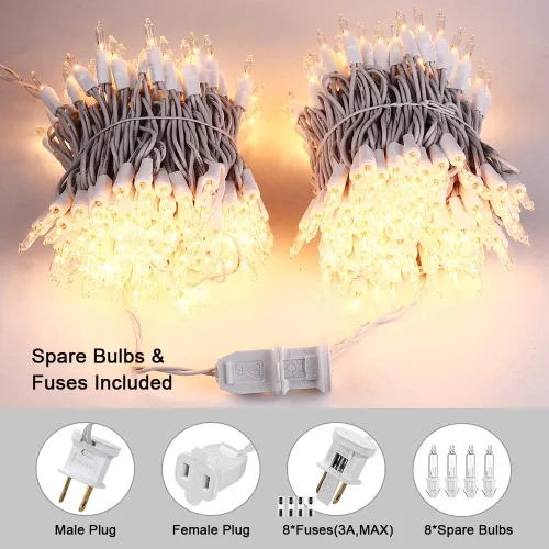 Vista 7 de Brizled Luces de Navidad, 600 luces incandescentes de 139.2 pies, mini luces conectables con certificación UL de 120V para decoración de Navidad