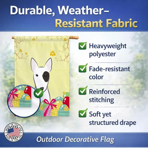 Vista 134 de Caroline's Treasures BB1923GF Bandera decorativa para jardín con diseño de Border Collie, para caza de huevos de Pascua, para jardín, jardín, patio