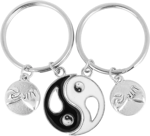 Vista 2 de Generic Yin Yang - Llaveros redondos a juego para parejas, llavero con colgante magnético, cadena de relación, regalo de empalme de tai para mejor