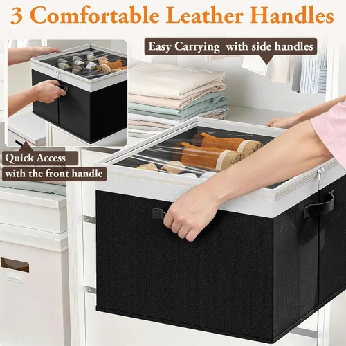 Vista 6 de StoreHappily Organizador de zapatos para armario, 2 paquetes con capacidad para hasta 32 pares, contenedores grandes de almacenamiento de zapatos