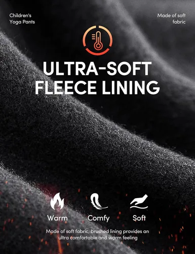 Vista 2 de IUGA Leggings con forro polar para niñas, pantalones de yoga de cintura alta con bolsillos, leggings de invierno para niñas, leggings atléticos