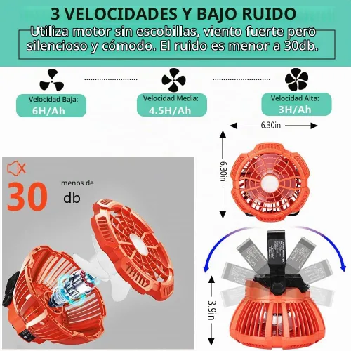 Vista 3 de YEX-BUR Ventilador de techo portátil para batería Black and Decker 20v
