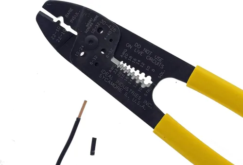 Vista 3 de IDEAL Electrical 30-428 Combo de tira y herramienta de crimpado, crimpadora de alambre de precisión, pelacables con 3 nidos de engarzado, agarre