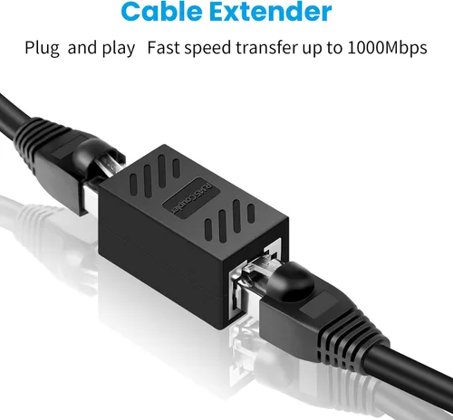Vista 2 de Acoplador RJ45, acoplador Ethernet, extensor de cable de red de Internet hembra a hembra para Cat7/Cat6/Cat5e/Cat5, paquete de 8
