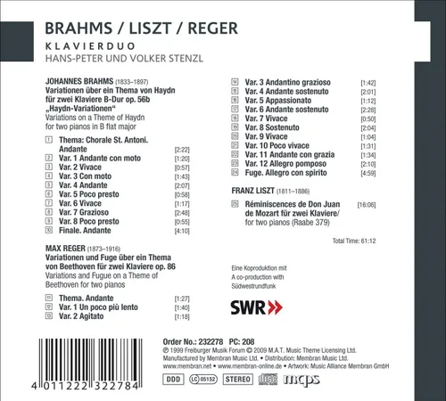 Vista 2 de Brahms / Liszt / Reger: Klavierduo
