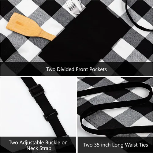 Vista 4 de Jubatus Delantales Buffalo Check, negro y blanco Check