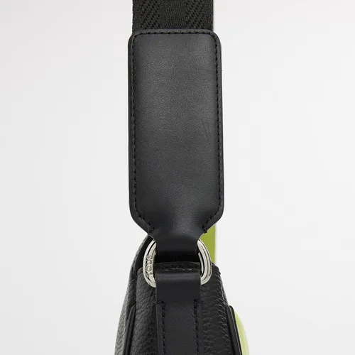 Vista 4 de TOUS Bolso cruzado Empire pequeño negro y piel lima, Negro