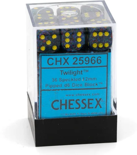 Vista 2 de DND - Juego de dados Chessex D&D de 0.472 in, juego de dados poliédricos de plástico crepúsculo moteado, Dungeons and Dragons, incluye 36 dados - D6