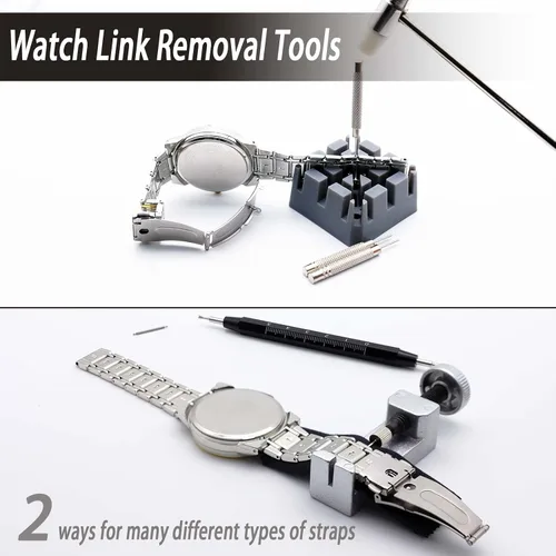 Vista 4 de GLDCAPA - Kit de reparación de relojes, kit de repuesto de batería de reloj profesional, herramientas de reparación de relojes con estuche