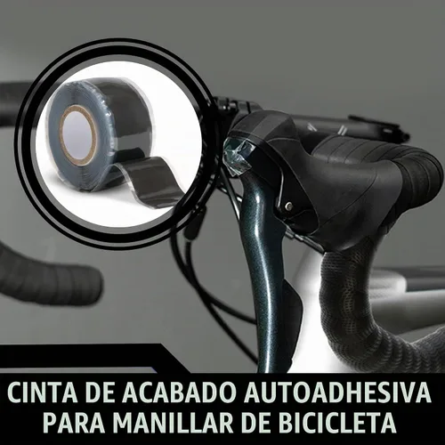 Vista 2 de Domain Cycling - Cinta de manillar de bicicleta - Cinta impermeabilizante de silicona autofusible - Rollo de 10 pies de cinta de manillar Negro