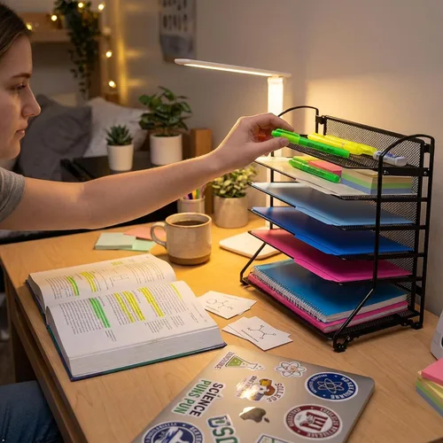 Vista 9 de SimpleHouseware - Bandeja organizadora para documentos de escritorio con 6 bandejas Bandeja de cartas de escritorio que ahorra espacio