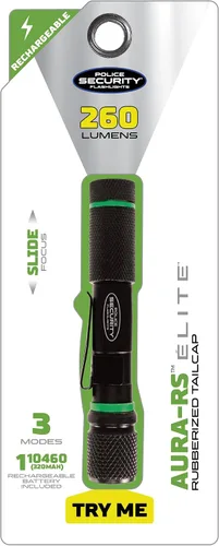 Vista 4 de Police Security Aura-RS Linterna recargable ultra brillante de 260 lúmenes, compacta, 3 modos, enfoque deslizante, carga USB-C, perfecta