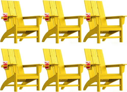Vista 24 de Silla Adirondack moderna, sillas de patio de plástico HDPE para todo tipo de clima, silla para hoguera, sillas de césped al aire libre para terraza