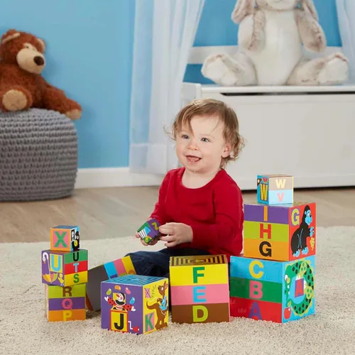 Vista 2 de Bloques para montar de Melissa & Doug deluxe, 10 piezas con alfabeto