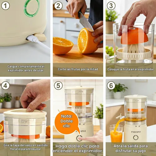 Vista 2 de Exprimidor eléctrico de cítricos, exprimidor naranja recargable del Juicer con USB-C