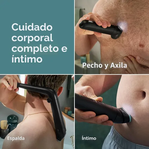 Vista 2 de Philips Norelco Body Groomer serie 7000, recortador corporal completo para hombre, cabezal flexible 2D que sigue el contorno, sistema de afeitado