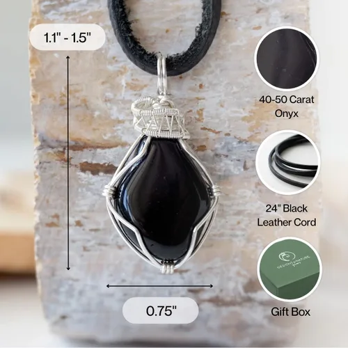 Vista 4 de Collar de cristal de piedra natal alternativo para mujer y hombre - plateado
