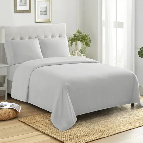 Vista 8 de Sábanas de tamaño King 100% algodón, hechas en Egipto, suaves de 400 hilos para colchón de cama de tamaño King, juego de sábanas y fundas de Gris
