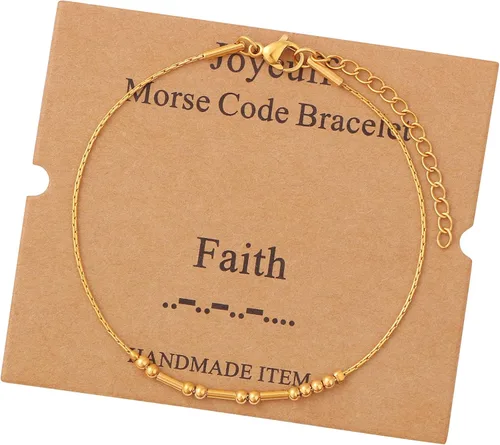 Vista 225 de JoycuFF Pulseras inspiradoras de código morse para mujeres, cuentas de plata, joyería con mantra de motivación, regalos para ella