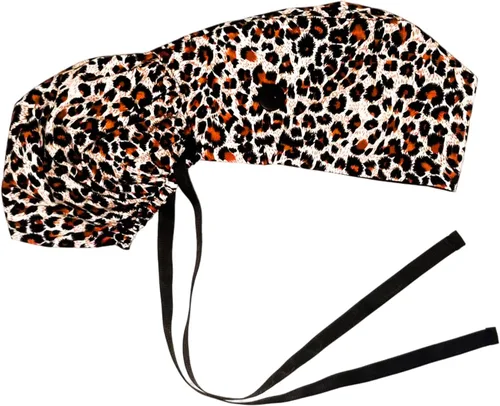 Vista 10 de Gorra médica con interior sedoso, gorro de algodón con banda para el sudor y botones, cola de caballo ajustable