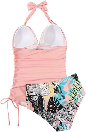 Vista 5 de SUUKSESS - Traje de baño de dos piezas tipo tankini para mujer, sexy, efecto adelgazante, con control de abdomen