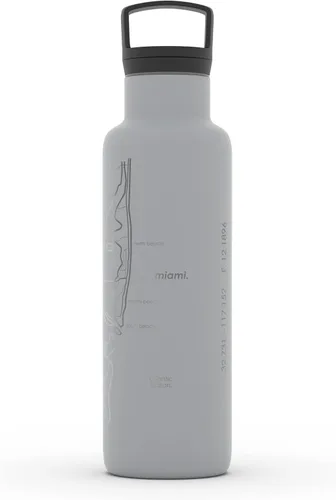 Vista 80 de Well Told Botella de agua aislada con mapa de Washington DC grabado, botella de acero inoxidable grabada (21 onzas, blanco) botella aislada de mapa