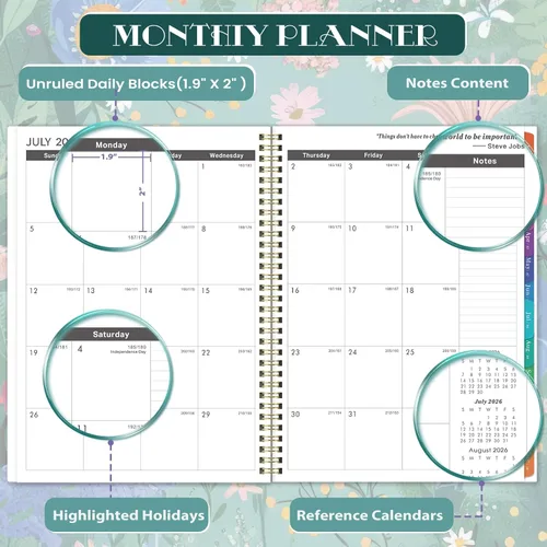 Vista 3 de Agenda mensual 2026-2029, planificador de 3 años 2026-2029, jul. 2026 - jun. 2029, 9'' x 11'', planificador de calendario con 36 pestañas mensuales