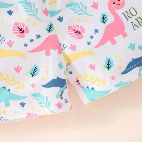 Vista 4 de Conjunto de 2 piezas para niña, camisa y pantalones cortos con cinturón, ropa de verano de 2 a 7 años