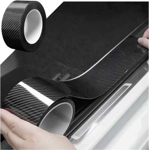 Vista 9 de Protectores de entrada de borde de puerta de automóvil, cinta protectora de fibra de carbono 5D anticolisión, calcomanía de tira de cubierta